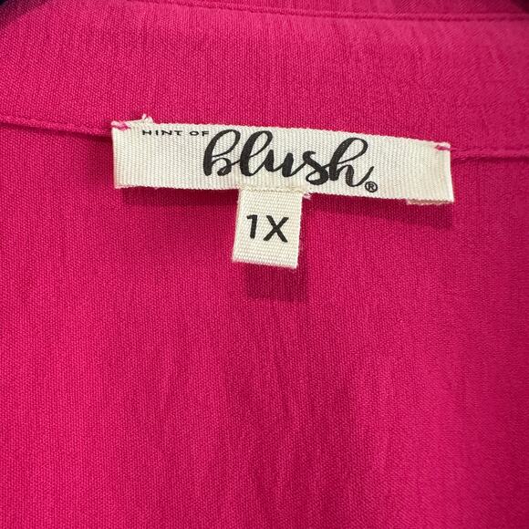 Blush Pink Blouse Tie at Waist Front Buttons High Low w/ Back Split Size 1XL - Picture 5 of 5